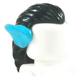 LEGO Hair, Long and Straight, Black with with Prominent Ears, Medium Azure
