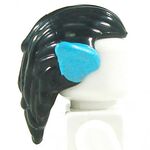 LEGO Hair, Long and Straight, Black with with Prominent Ears, Medium Azure