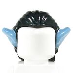 LEGO Hair, Long and Straight, Black with with Prominent Ears, Medium Blue