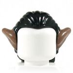 LEGO Hair, Long and Straight, Black with with Prominent Ears, Medium Dark Flesh