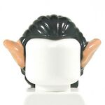 LEGO Hair, Long and Straight, Black with with Prominent Ears, Medium Flesh