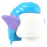 LEGO Hair, Long and Straight, Medium Azure with with Prominent Ears, Medium Lavender