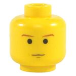LEGO Head,  Small Thin Eyebrows, Small Smile, Yellow