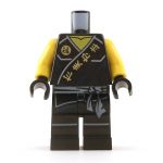 LEGO Black Keikogi with Bare Arms, Gray Sash, and Gold Writing