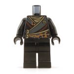 LEGO Black Keikogi with Orange Lightning on Sash, plain black legs