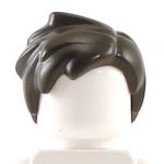 LEGO Hair, Short and Tousled with Side Part, Hair Sticking Up in Back, Black