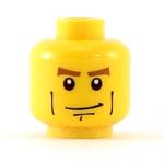 LEGO Head, Brown Eyebrows, Vertical Cheek Lines, Cleft Chin
