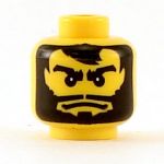 LEGO Head, Black Full Beard, Thick Eyebrows, and Wide Mouth