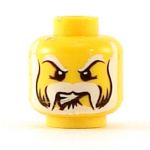 LEGO Head, White Beard, Sideburns, and Eyebrows, Gritted Teeth