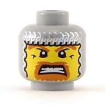 LEGO Head, Chain Mail Balaclava, Brown Beard and Eyebrows, Bared Teeth