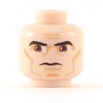 LEGO Head, Light Flesh, Black Thick Eyebrows, Large Eyes, Cheek Lines