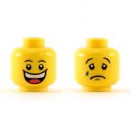 LEGO Head, Dual Sided: Huge Grin, Sad with Tear