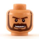 LEGO Head, Medium Flesh, Dark Brown Beard, Grin with Teeth