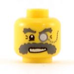 LEGO Head, Bushy Dark Bluish Gray Eyebrows and Moustache, Monocle