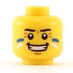 LEGO Head, Blue and White Painted Cheeks, Grin