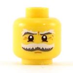 LEGO Head, White and Gray Bushy Moustache and Eyebrows, Crow's Feet