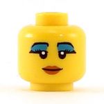 LEGO Head, Female with Eyelashes with Thick Azure Eyeshadow, Smile and Dark Orange Lips