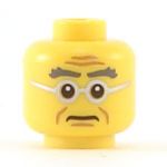 LEGO Head, Bushy Gray Eyebrows, Wrinkles, Round Glasses