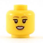 LEGO Head, Female with Brown Eyebrows, Eyelashes, Brown Lips, Open Smile