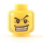 LEGO Head, Arched Eyebrows, White Teeth with Gold Tooth and Stubble
