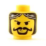 LEGO Head, Curly Moustache, Goatee, Gray Streaks in Hair