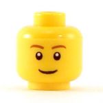 LEGO Head, Brown Eyebrows and Thin Grin