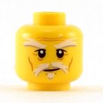 LEGO Head, White Moustache, Soul Patch and Eyebrows