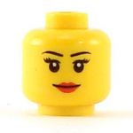 LEGO Head, Female with Black Thin Eyebrows, Eyelashes, and Red Lips