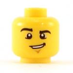 LEGO Head, Black Eyebrows, Chin Dimple and Lopsided Grin