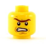 LEGO Head, Dual Sided: Brown Eyebrows and Cheek Lines, Angry / Red Zigzag Line on Black