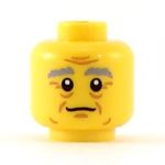 LEGO Head, Bushy Gray Eyebrows, Wrinkles, and Slight Smile