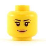 LEGO Head, Female with Black Thin Eyebrows, Eyelashes, and Peach Lips