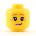 LEGO Head, Female with Brown Eyebrows, Black Eyelashes, Freckles, and Pink Lips