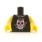 LEGO Torso, Black with Skull and Roses, Bare Arms