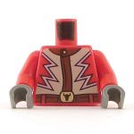 LEGO Red Shirt with ZigZag Pattern, Steer Head Belt Buckle