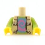 LEGO Torso, Lime Green Tie Dye Shirt with Tan Fringed Vest