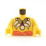 LEGO Torso, Yellow Barechested with Elaborate Horn/Tooth Necklace, Orange Belt