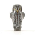 LEGO Owl, Dark Bluish Gray with Light Bluish Gray and Brown Chest Feathers, Yellow Eyes