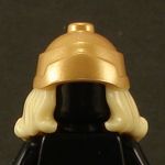 LEGO Hair, Female, Long Wavy Light Yellow with Gold Helmet