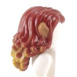 LEGO Hair, Female, Long and Wavy, Dark Red with Yellow Tips and Medium Flesh Elf Ears