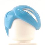 LEGO Hair, Combed Sideways and Down, Azure Blue with Silver Streaks