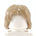 LEGO Hair, Mid-Length and Tousled with a Center Part, Dark Tan