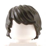 LEGO Hair, Long and Tousled with Side Part, Black