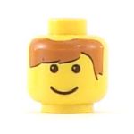 LEGO Head, Brown Hair Parted on the Left