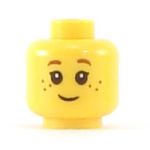 LEGO Head, Black Eyelashes, Brown Eyebrows, Freckles