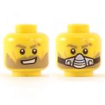 LEGO Head, Light Brown Eyebrows and Beard, Scar, Smile