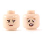 LEGO Head, Female, Light Flesh, Dark Orange Eyebrows, Freckles, Eyelashes, and Dark Red Lips