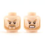 LEGO Head, Light Flesh, Light Brown Eyebrows and Beard, Frowning / Angry
