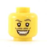 LEGO Head, Dark Tan Moustache, Goatee, and Wide Smile with Teeth