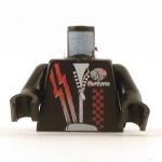 LEGO Torso, Black Leather Jacket with Checkered Pattern and Zigzags